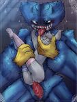  blue_body blue_fur claws clothing dominant dominant_male duo faceless_character faceless_male feral fur hi_res high_tights huggy_wuggy humanoid legwear male male/male penetration poppy_playtime sharp_teeth simple_background size_difference teeth tentacle_penetration tentacles thigh_highs tongue tongue_out unknown_artist unknown_species yellow_claws 