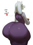  &lt;3 absurd_res anthro big_butt boss_monster bovid butt caprine clothing dessert english_text female floppy_ears food goat hi_res holding_food holding_object holding_pie horn huge_butt looking_at_viewer looking_back mammal open_mouth pie question_mark robe solo text thick_thighs toriel undergroundj undertale undertale_(series) video_games white_body wide_hips yellow_eyes 