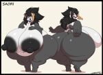  anthro bear belly big_belly big_breasts big_butt black_body black_fur black_hair breasts brown_eyes butt deonwolf female fur giant_panda hair huge_breasts huge_butt hyper hyper_belly hyper_breasts hyper_butt kazz77 mammal nipples open_mouth orange_hair rear_view saori_(kazz77) smile solo thick_thighs white_body white_fur 