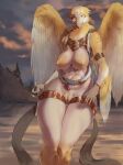  absurd_res anthro areola avian beak big_breasts bird breasts feathered_wings feathers female fingers fur genitals hi_res looking_at_viewer nipples pussy smile solo wings yeu 