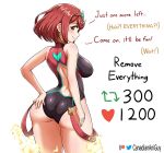  ass back_cutout bangs canadiananiguy circlet clothing_cutout fire from_behind hand_on_own_ass looking_at_viewer looking_back meme pyra_(pro_swimmer)_(xenoblade) pyra_(xenoblade) red_eyes red_hair short_hair smile solo swimsuit twitter_strip_game_(meme) twitter_username xenoblade_chronicles_(series) xenoblade_chronicles_2 