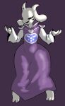  2_horns 3_toes anthro asriel_dreemurr_(god_form) barefoot black_sclera blue_clothing boss_monster bovid caprine clothed clothing cute_fangs enigi09 feet fingers fur hi_res horn mammal monotone_body monotone_fur open_mouth purple_clothing toes undertale undertale_(series) video_games white_body white_clothing white_ears white_fingers white_fur white_hands white_horn wide_hips 