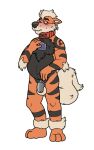 2022 anthro anthrofied arcanine balls biped black_body black_fur black_nose blueballs blush canid canine chastity_cage chastity_device chest_tuft collar credit_card digital_drawing_(artwork) digital_media_(artwork) embarrassed english_text fur generation_1_pokemon genitals humiliation male mammal multicolored_body multicolored_fur nintendo orange_body orange_fur pokemon pokemon_(species) pokemorph red_collar simple_background slightly_chubby slightly_chubby_anthro slightly_chubby_male solo text tuft video_games white_background 