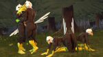  16:9 3d_(artwork) accipitrid accipitriform all_fours anthro avian bald_eagle balls beak big_butt bird blue_eyes breasts butt butt_rubbing covering covering_mouth digital_media_(artwork) eagle female flower forest genitals grass green_eyes group hands_around_waist hanging_breasts hi_res kyleroo looking_at_viewer looking_back male male/female male/male nipples nude outside penis petruz_(copyright) plant red_eyes sea_eagle source_filmmaker tree widescreen yellow_eyes 