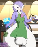  absol absurd_res alternate_color alternate_version_at_source apron apron_only background_character balls big_balls big_bulge blush body_writing bulge cafe clothed clothing coffee_cup container crazedwd cup equid equine erection erection_under_clothing eyeshadow gardevoir generation_3_pokemon genital_outline genitals girly hi_res horn huge_balls huge_bulge humanoid makeup male mammal money mostly_nude nintendo pen pokemon pokemon_(species) purple_body solo thick_thighs unicorn video_games white_body wide_hips writing_on_balls 