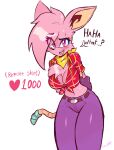  &lt;3 absurd_res anthro blush bottomwear breasts clothed clothing female hi_res jamoart mammal mathilda_(jamoart) murid murine pants rat rodent scarf shirt simple_background solo t-shirt text topwear 