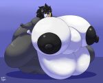  2020 anthro bear belly big_belly big_breasts big_butt black_body black_fur black_hair breasts brown_eyes butt female fur giant_panda hair half-closed_eyes huge_breasts huge_butt hyper hyper_belly hyper_breasts hyper_butt kazz77 mammal narrowed_eyes navel nipples obese orange_hair overweight saori_(kazz77) solo thick_thighs vant_talon white_body white_fur 