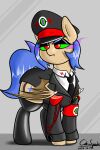  2:3 absurd_res bat_pony black_uniform boots cdrspark clothing dark_magic equid equine fan_character female feral footwear friendship_is_magic hasbro hat headgear headwear hi_res horse lunar_saintly mammal military_cap military_uniform my_little_pony pony rubber rubber_boots solo uniform 