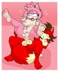  abdominal_bulge absurd_res amy_rose anal anal_penetration anthro archie_comics balls breasts duo feet fiona_fox foot_focus genitals gynomorph gynomorph/gynomorph headband_only hi_res holding_butt humanoid_feet intersex intersex/intersex lying nipples nude on_back open_mouth penetration penis sega simple_background sonic_the_hedgehog_(archie) sonic_the_hedgehog_(comics) sonic_the_hedgehog_(series) tinydevilhorns tongue tongue_out 