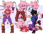  &lt;3 5:4 absurd_res anthro big_breasts blush boots bottomwear breasts butt clothed clothing female footwear group hi_res jamoart mammal mathilda_(jamoart) murid murine pants rat rodent rope scarf shirt simple_background solo t-shirt text topwear 