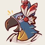  1:1 advos ambiguous_gender anthro avian beak bird blue_body blue_feathers breath_of_the_wild brown_eyes digital_media_(artwork) feathers hi_res humanoid hylian kass_(tloz) male_(lore) nintendo portrait rito simple_background smile solo the_legend_of_zelda video_games yellow_body 
