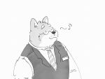  2022 anthro biped canid canine canis clothing domestic_dog eyewear glasses hi_res kemono mammal musical_note necktie pommn_mn shirt simple_background solo topwear 