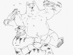  2022 anthro belly blush canid canine canis clothing domestic_dog duo felid hi_res humanoid_hands kemono male mammal moobs nipples overweight overweight_male pantherine pommn_mn sitting surprise tiger underwear 