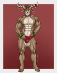  5_toes absurd_res anthro barefoot bell bell_collar capreoline christmas_lights clothing collar deer dolph_(fortnite) epic_games feet fortnite hi_res male mammal nipples reindeer shirtless_anthro shirtless_male solo speedo swimwear toes triceramonster video_games 