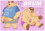  anthro bear bearwithabroom belly big_belly brum clothed clothing english_text eyewear fur glasses hi_res male mammal model_sheet nipples overweight overweight_male simple_background smile solo text 