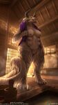  2022 4_ears 4_horns 6_breasts absurd_res anthro bath bathhouse biped black_body black_fur blue_eyes breasts charr claws dewclaw digital_media_(artwork) digitigrade english_text fangs felid female fur genitals guild_wars hi_res horn inside looking_at_viewer mammal multi_breast multi_ear multi_horn nipples pussy smile smiling_at_viewer solo striped_body striped_fur stripes tan_body tan_fur text the_gentle_giant thick_thighs toe_claws towel towel_around_neck towel_only url video_games wet wet_body wet_fur wide_hips 