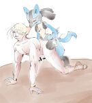  &lt;3 &lt;3_eyes absurd_res duo generation_4_pokemon hi_res human interspecies lucario male male/male mammal nintendo pokemon pokemon_(species) pokephilia sex smile tapirclip video_games volo_(pokemon) 