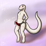  1:1 2022 4_toes 5_fingers absurd_res albino anthro arm_tattoo big_dildo big_tail blush body_blush cel_shading crusch_lulu cute_fangs dated digital_drawing_(artwork) digital_media_(artwork) digitigrade dildo english_text eyelashes featureless_chest feet female fingers flat_chested front_view genitals hand_on_hip hi_res humanoid_hands kinktober leg_tattoo lizard lizardman_(overlord) long_tail looking_at_viewer neck_tattoo nude orange_tattoo overlord_(series) pupils purple_background pussy pussy_blush red_dildo red_eyes reptile scales scalie sex_toy shaded shadow signature simple_background slit_pupils smile smiling_at_viewer snout solo spe strapon tail_tattoo tapering_dildo tapering_tail tattoo text thick_tail thick_thighs thigh_tattoo toes tribal tribal_tattoo white_body white_pussy white_scales wide_hips 