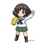  1girl akiyama_yukari anglerfish arkayjay brown_eyes brown_hair girls_und_panzer military ooarai_military_uniform ooarai_school_uniform school_uniform short_hair skirt solo 