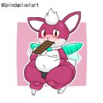  1:1 2022 anthro axoarts belly big_belly biped blush brown_eyes bulge candy chip_(sonic) chocolate chocolate_bar clothed clothing collar dessert eating food front_view hovering huge_thighs looking_at_viewer male multicolored_body navel obese overweight panties panties_only red_body sega short_stack simple_background solo sonic_the_hedgehog_(series) sonic_unleashed thick_thighs topless two_tone_body underwear underwear_only white_background white_body wide_hips wings 