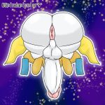  2022 anthro anus axoarts backsack balls big_butt big_penis biped butt butt_focus circumcised erection generation_3_pokemon genitals glans huge_butt huge_penis humanoid_genitalia humanoid_penis hyper hyper_genitalia hyper_penis jirachi legendary_pokemon low-angle_view male multicolored_body nintendo nude penis pokemon pokemon_(species) puffy_anus rear_view simple_background solo space starscape thick_thighs two_tone_body video_games white_body yellow_body 