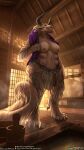  2022 4_ears 4_horns 6_breasts absurd_res anthro bath bathhouse biped black_body black_fur blue_eyes bottomwear breasts charr claws clothing dewclaw digital_media_(artwork) digitigrade english_text fangs felid female fur guild_wars hi_res horn inside loincloth looking_at_viewer mammal multi_breast multi_ear multi_horn nipples smile smiling_at_viewer solo striped_body striped_fur stripes tan_body tan_fur text the_gentle_giant toe_claws towel towel_around_neck url video_games wet wet_body wet_fur 