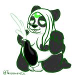  anthro balls bear black_body black_fur black_nipples black_nose bodily_fluids breasts cum ejaculation erection fur fur_markings genital_fluids genitals giant_panda green_eyes green_line_art hair hands-free herm intersex looking_pleasured lunarpanda8686 mammal markings mika_(lunarpanda8686) nipples nude penis round_ears simple_background slightly_chubby solo tongue tongue_out ursine white_body white_fur white_hair 