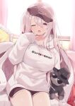  highres hood hoodie ksk_(semicha_keisuke) shiina_yuika sleepy 