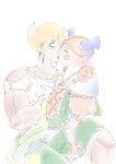  absurd_res blonde_hair clothed clothing duo generation_1_pokemon hair hi_res holowear_(pokemon) human interspecies kissing male male/male mammal mr._mime nintendo pokemon pokemon_(species) pokemon_unite pokephilia size_difference tapirclip video_games 