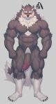  absurd_res anthro balls big_penis blush bodily_fluids bulge canid canine clothing emanata erection eyes_closed fluffy fluffy_tail fur genital_fluids genitals grey_body grey_fur hi_res humanoid_genitalia humanoid_penis inner_ear_fluff leg_markings male mammal markings muscular muscular_anthro muscular_male nipples nude penis precum precum_through_clothing pubes ronci socks_(marking) solo tuft vein veiny_penis were werecanid werecanine werewolf wet wet_clothing white_body white_fur 