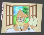  anthro beverage bluizer buizel buizel_buiz coffee feral frappuccino generation_4_pokemon hi_res male male/male nintendo pokemon pokemon_(species) pokemon_mystery_dungeon smile solo starbucks video_games 