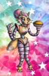  absurd_res anthro canid canine dessert digital_media_(artwork) female food fox hi_res if_hell_had_a_taste kuki-ro_fox machine mammal open_mouth pie_(food) pie_tin red_eyes robot solo star viroveteruscy 