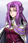  cape code_geass cornelia_li_britannia female fura gradient gradient_background long_hair military military_uniform purple_eyes purple_hair purple_lips solo uniform 