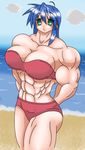  abs breasts extreme_muscles hands_behind_back izumi_konata lucky_star muscle muscles muscular swimsuit 