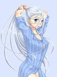  blue_eyes blush kisara white_hair yu-gi-oh! yuu-gi-ou_duel_monsters 