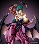  abs biceps breasts capcom darkstalkers extreme_muscles morrigan_aensland muscle muscles muscular muscular_female purukogi purukogi_(plasma_beach) vampire_(game) 