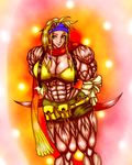  abs blonde_hair braids breasts cleavage extreme_muscles female final_fantasy green_eyes miniskirt muscle muscles muscular rikku skirt veins 