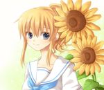  blonde_hair flower maekawa_suu ponytail sunflower umineko_no_naku_koro_ni ushiromiya_jessica 