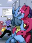  2girls blush charmeleon furry kiss locker lucario luircin_(artist) nude pokemon pokemon_furry scizor yuri 