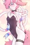  anthro blush bunny_costume clothed clothing colin_kaiser collar costume crossdressing eeveelution elronya generation_6_pokemon male nintendo pokemon pokemon_(species) ring solo speech_bubble sylveon video_games 