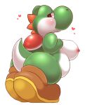  &lt;3 2015 absurd_res anthro big_breasts big_butt blush breasts butt female green_body green_yoshi hi_res kify looking_at_viewer looking_back looking_back_at_viewer mario_bros nintendo nipples overweight overweight_female simple_background solo standing_on_toes video_games white_background yoshi 