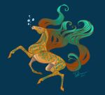  2022 ambiguous_gender bubble calima calima_(character) digital_media_(artwork) equid equine feral hair hi_res horse mammal mane multicolored_body multicolored_hair simple_background solo two_tone_body two_tone_hair two_tone_tail underwater water 