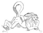  2019 anthro ass_up bedroom_eyes drawing ears_back fur half-closed_eyes hand_on_chin heart_(marking) jimfoxx looking_at_viewer lying male mouth_closed narrowed_eyes nude on_front pivoted_ears radarr raised_tail seductive signature smile smiling_at_viewer smirk solo storm_hawks 