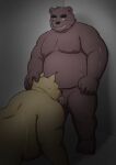 2022 anthro balls bear belly big_belly bodily_fluids canid canine canis domestic_dog duo genitals hi_res kemono kick_(artist) male mammal moobs nipples oral overweight overweight_male penis sweat 