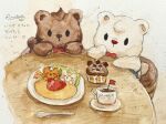  2022 anthro bear beverage biped bow_tie brown_body coffee dot_eyes drip_(kumalino) duo food hi_res japanese_text kumakuma_danro kumalino mammal mug sanrio syrup_(kumalino) text white_body 