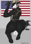  absurd_res armor canid canine canis deltafoxtrot212 explosives grenade grenade_launcher headgear helmet hi_res male mammal military ranged_weapon solo stars_and_stripes united_states_of_america weapon wolf 