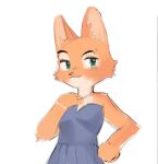  2022 anthro canid canine clothed clothing crayon_(artist) diane_foxington dreamworks dress female fox fully_clothed fur green_eyes kemono mammal orange_body orange_fur simple_background smile solo standing the_bad_guys white_background 