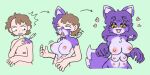  &lt;3 anthro areola breast_growth breasts canid canine canis colored female fur gender_transformation growth hair half-closed_eyes hi_res human injection male mammal mtf_transformation multi_breast narrowed_eyes nipples nude popstick purple_body purple_fur purple_hair simple_background solo species_transformation syringe transformation transformation_sequence wolf 
