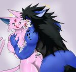  anthro biped black_hair black_nose black_tail blue_arms blue_body blue_face blue_fur blue_hands blush bodily_fluids breasts canid canine canis censored clothed clothing cum cumshot drooling duo eeveelution ejaculation erection espeon eyebrows female fur generation_2_pokemon genital_fluids genitals hair handjob hi_res isamaki_kaido isamaki_kaido_ch male male/female mammal multicolored_body nintendo nude open_mouth orgasm penile pink_body pokemon pokemon_(species) purple_eyes red_eyes saliva sex simple_background smile sweat tongue two_tone_body video_games wolf 