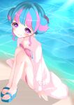  1girl absurdres aikatsu!_(series) aikatsu_stars! hanazono_kirara highres kamaboko_higii ocean sandals swimsuit 
